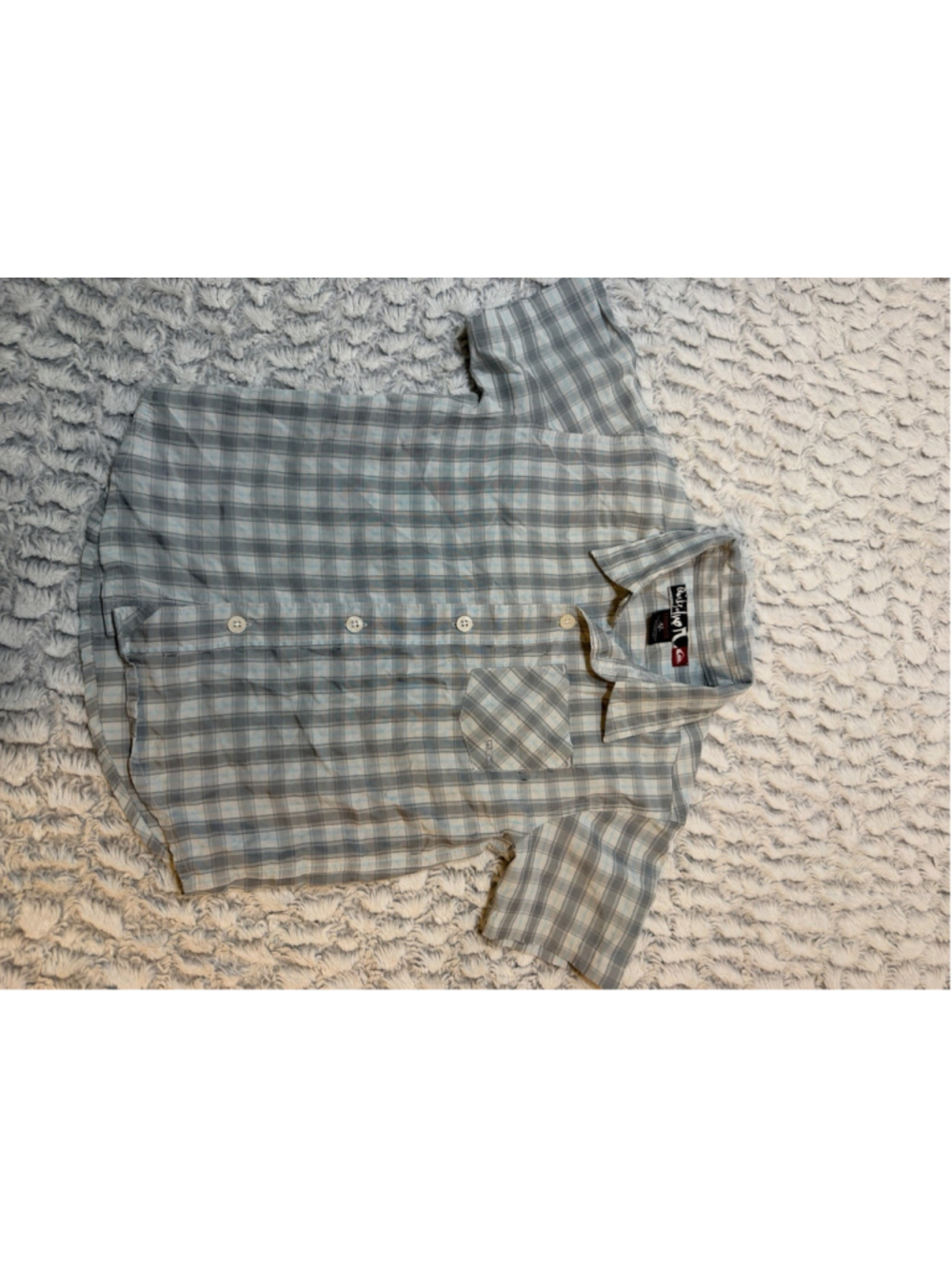 Quiksilver Plaid Short Sleeve Point Collar Button-Up Shirt w/ Pocket, 3T